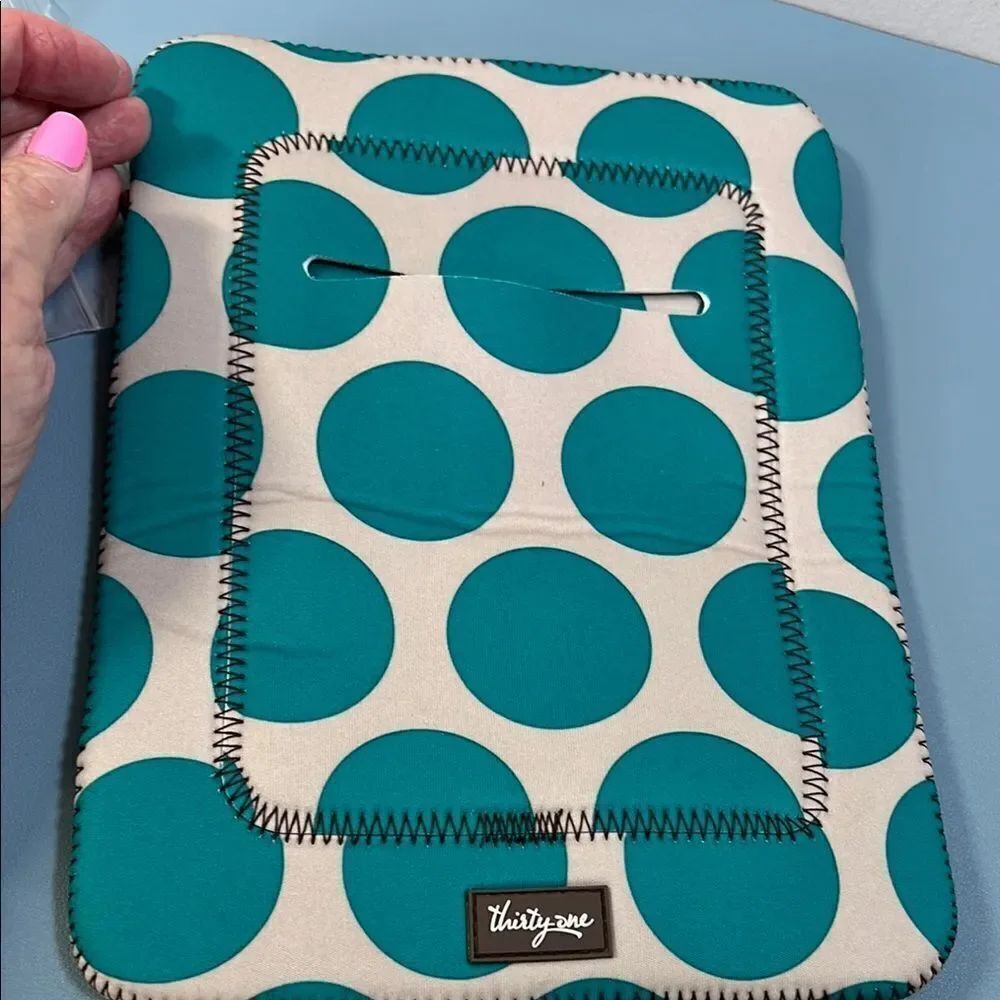 Thirty-One Teal Mod Dot Tablet Tote
